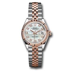Đồng hồ Rolex Steel & Everose Gold Rolesor Lady-Datejust Fluted Bezel White Mother-Of-Pearl Diamond Dial Jubilee Bracelet 279171 mdj 28mm