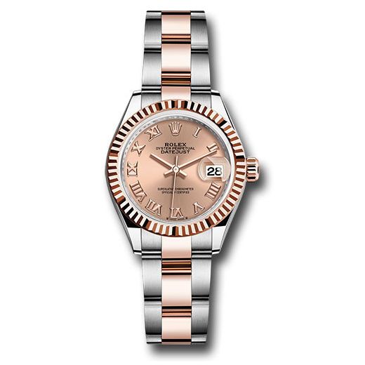 Đồng hồ Rolex Everose Rolesor Lady-Datejust Fluted Bezel Rosé Roman Dial Oyster Bracelet 279171 rsro 28mm