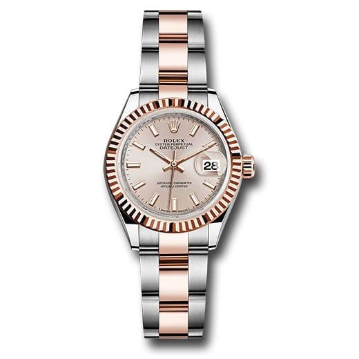 Đồng hồ Rolex Steel & Everose Gold Rolesor Lady-Datejust Fluted Bezel Sundust Index Dial Oyster Bracelet 279171 suio 28mm
