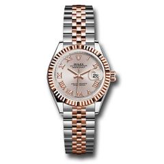 Đồng hồ Rolex Steel & Everose Gold Rolesor Lady-Datejust Fluted Bezel Sundust Roman Dial Jubilee Bracelet 279171 surj 28mm