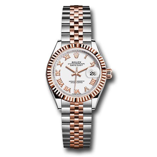 Đồng hồ Rolex Steel & Everose Gold Rolesor Lady-Datejust Fluted Bezel White Roman Dial Jubilee Bracelet 279171 wrj 28mm