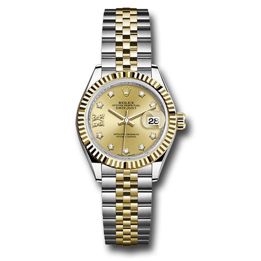 Đồng hồ Rolex Steel & Yellow Gold Rolesor Lady-Datejust Fluted Bezel Champagne Diamond Star Dial Jubilee Bracelet 279173 ch9dix8dj 28mm