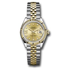 Đồng hồ Rolex Steel & Yellow Gold Rolesor Lady-Datejust Fluted Bezel Champagne Diamond Star Dial Jubilee Bracelet 279173 ch9dix8dj 28mm