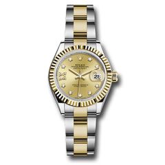 Đồng hồ Rolex Steel & Yellow Gold Rolesor Lady-Datejust Fluted Bezel Champagne Diamond Star Dial Oyster Bracelet 279173 ch9dix8do 28mm