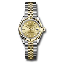 Đồng hồ Rolex Steel & Yellow Gold Rolesor Lady-Datejust Fluted Bezel Champagne Index Dial Jubilee Bracelet 279173 chij 28mm