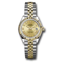 Đồng hồ Rolex Steel & Yellow Gold Rolesor Lady-Datejust Fluted Bezel Champagne Roman Dial Jubilee Bracelet 279173 chrj 28mm
