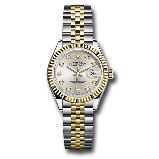 Đồng hồ Rolex Steel & Yellow Gold Rolesor Lady-Datejust Fluted Bezel Silver Diamond Dial Jubilee Bracelet 279173 sdj 28mm
