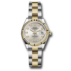 Đồng hồ Rolex Steel & Yellow Gold Rolesor Lady-Datejust Fluted Bezel Silver Diamond Dial Oyster Bracelet 279173 sdo 28mm