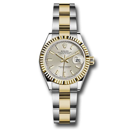 Đồng hồ Rolex Steel & Yellow Gold Rolesor Lady-Datejust Fluted Bezel Silver Index Dial Oyster Bracelet 279173 sio 28mm