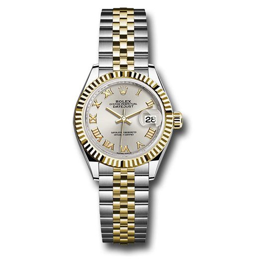 Đồng hồ Rolex Steel & Yellow Gold Rolesor Lady-Datejust Fluted Bezel Silver Roman Dial Jubilee Bracelet 279173 srj 28mm