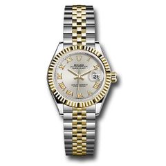 Đồng hồ Rolex Steel & Yellow Gold Rolesor Lady-Datejust Fluted Bezel Silver Roman Dial Jubilee Bracelet 279173 srj 28mm