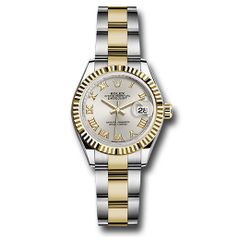 Đồng hồ Rolex Steel & Yellow Gold Rolesor Lady-Datejust Fluted Bezel Silver Roman Dial Oyster Bracelet 279173 sro 28mm