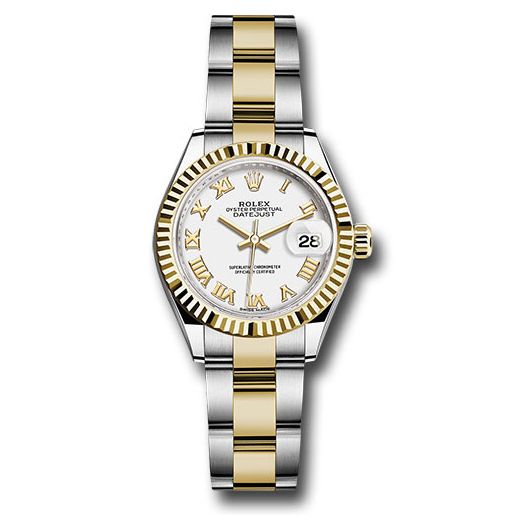 Đồng hồ Rolex Steel & Yellow Gold Rolesor Lady-Datejust Fluted Bezel White Roman Dial Oyster Bracelet 279173 wro 28mm