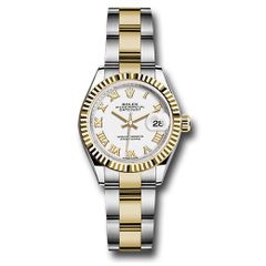 Đồng hồ Rolex Steel & Yellow Gold Rolesor Lady-Datejust Fluted Bezel White Roman Dial Oyster Bracelet 279173 wro 28mm