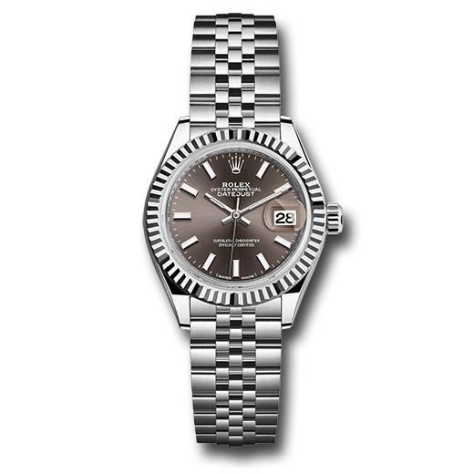 Đồng hồ Rolex Steel & White Gold Rolesor Lady-Datejust Fluted Bezel Dark Grey Index Dial Jubilee Bracelet 279174 dgij 28mm