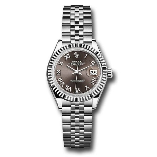 Đồng hồ Rolex Steel & White Gold Rolesor Lady-Datejust Fluted Bezel Dark Grey Roman Dial Jubilee Bracelet 279174 dgrj 28mm