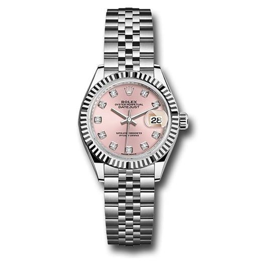 Đồng hồ Rolex Steel & White Gold Rolesor Lady-Datejust Fluted Bezel Pink Diamond Dial Jubilee Bracelet 279174 pdj 28mm
