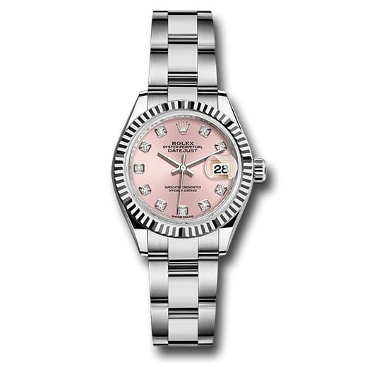 Đồng hồ Rolex Steel & White Gold Rolesor Lady-Datejust Fluted Bezel Pink Diamond Dial Oyster Bracelet 279174 pdo 28mm