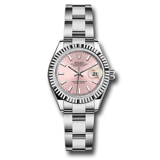 Đồng hồ Rolex Steel & White Gold Rolesor Lady-Datejust Fluted Bezel Pink Index Dial Oyster Bracelet 279174 pio 28mm