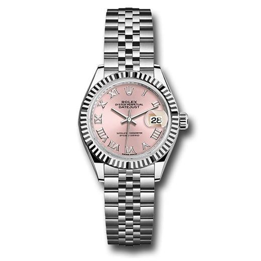 Đồng hồ Rolex Steel & White Gold Rolesor Lady-Datejust Fluted Bezel Pink Roman Dial Jubilee Bracelet 279174 prj 28mm