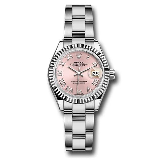 Đồng hồ Rolex Steel & White Gold Rolesor Lady-Datejust Fluted Bezel Pink Roman Dial Oyster Bracelet 279174 pro 28mm