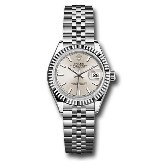Đồng hồ Rolex Steel & White Gold Rolesor Lady-Datejust Fluted Bezel Silver Index Dial Jubilee Bracelet 279174 sij 28mm
