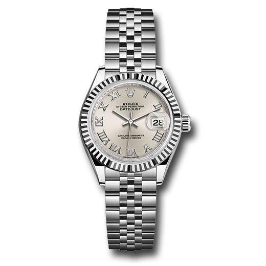 Đồng hồ Rolex Steel & White Gold Rolesor Lady-Datejust Fluted Bezel Silver Roman Dial Jubilee Bracelet 279174 srj 28mm