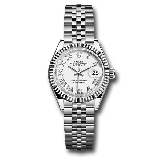 Đồng hồ Rolex Steel & White Gold Rolesor Lady-Datejust Fluted Bezel White Roman Dial Jubilee Bracelet 279174 wrj 28mm