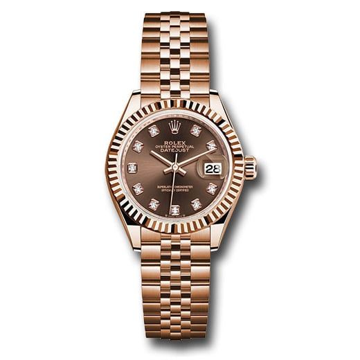 Đồng hồ Rolex Everose Gold Lady-Datejust Fluted Bezel Chocolate Diamond Dial Jubilee Bracelet 279175 chodj 28mm