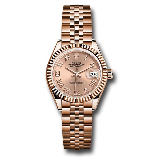 Đồng hồ Rolex Everose Gold Lady-Datejust Fluted Bezel Rosé Roman Dial Jubilee Bracelet 279175 rsrj 28mm