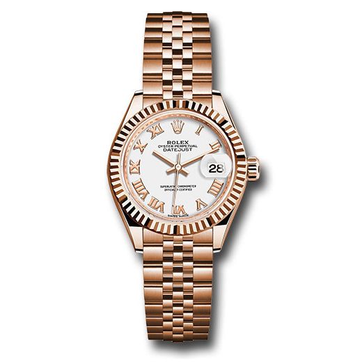 Đồng hồ Rolex Everose Gold Lady-Datejust Fluted Bezel White Roman Dial Jubilee Bracelet 279175 wrj 28mm