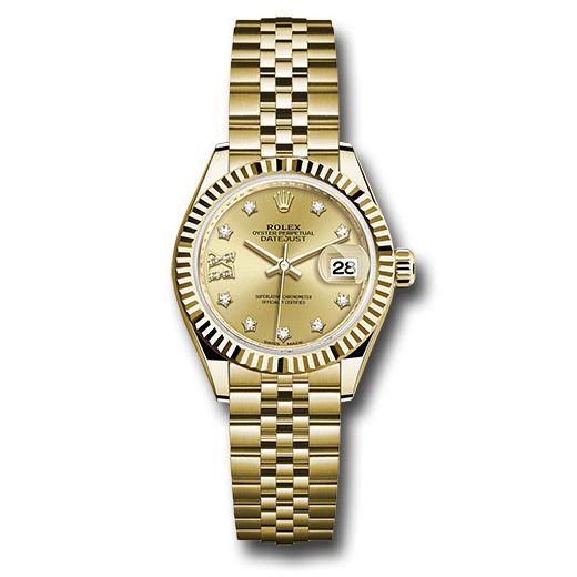 Đồng hồ Rolex Yellow Gold Lady-Datejust Fluted Bezel Champagne Diamond Star Dial Jubilee Bracelet 279178 ch9dix8dj 28mm