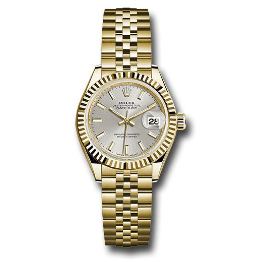 Đồng hồ Rolex Yellow Gold Lady-Datejust Fluted Bezel Silver Index Dial Jubilee Bracelet 279178 sij 28mm