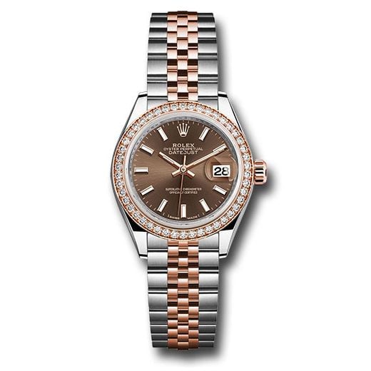 Đồng hồ Rolex Steel & Everose Gold Rolesor Lady-Datejust Diamond Bezel Chocolate Index Dial Jubilee Bracelet 279381RBR choij 28mm
