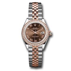 Đồng hồ Rolex Steel & Everose Gold Rolesor Lady-Datejust Diamond Bezel Chocolate Roman Dial Jubilee Bracelet 279381RBR chorj 28mm