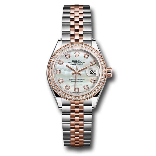 Đồng hồ Rolex Steel & Everose Gold Rolesor Lady-Datejust Diamond Bezel White Mother-Of-Pearl Diamond Dial Jubilee Bracelet 279381RBR mdj 28mm