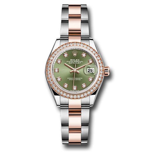 Đồng hồ Rolex Steel & Everose Gold Rolesor Lady-Datejust Diamond Bezel Olive Green Diamond Dial Oyster Bracelet 279381RBR ogdo 28mm