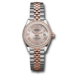 Đồng hồ Rolex Steel & Everose Gold Rolesor Lady-Datejust Diamond Bezel Sundust Roman Dial Jubilee Bracelet 279381RBR surj 28mm