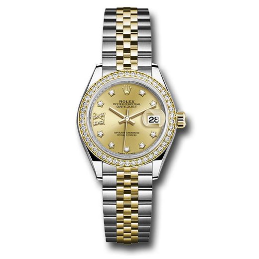 Đồng hồ Rolex Steel & Yellow Gold Rolesor Lady-Datejust Diamond Bezel Champagne Diamond Star Dial Jubilee Bracelet 279383RBR ch9dix8dj 28mm