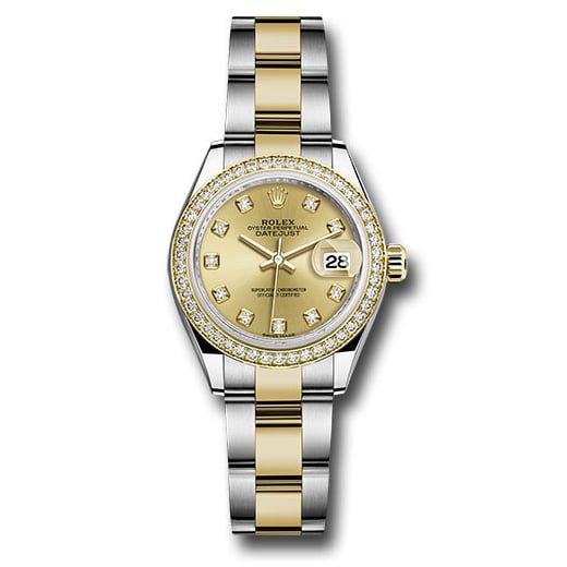 Đồng hồ Rolex Steel & Yellow Gold Rolesor Lady-Datejust Diamond Bezel Champagne Diamond Dial Oyster Bracelet 279383RBR chdo 28mm
