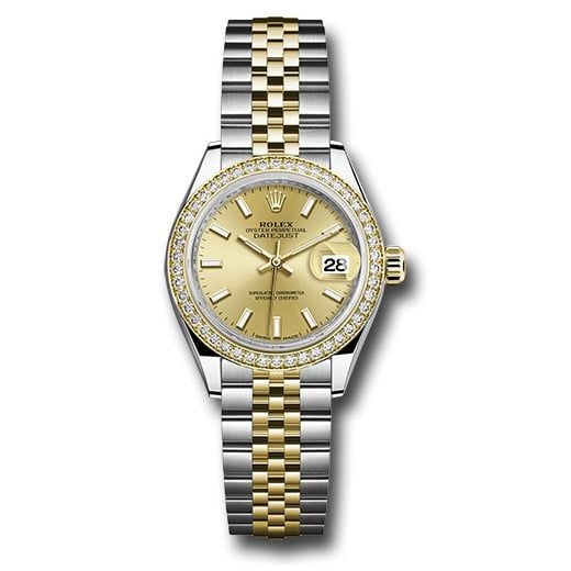 Đồng hồ Rolex Steel & Yellow Gold Rolesor Lady-Datejust Diamond Bezel Champagne Index Dial Jubilee Bracelet 279383RBR chij 28mm