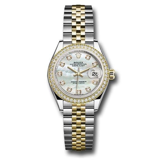 Đồng hồ Rolex Steel & Yellow Gold Rolesor Lady-Datejust Diamond Bezel White Mother-Of-Pearl Diamond Dial Jubilee Bracelet 279383RBR mdj 28mm