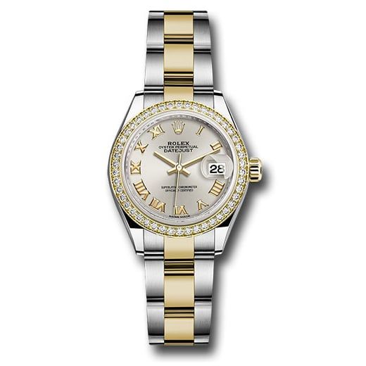 Đồng hồ Rolex Steel & Yellow Gold Rolesor Lady-Datejust Diamond Bezel Silver Roman Dial Oyster Bracelet 279383RBR sro 28mm