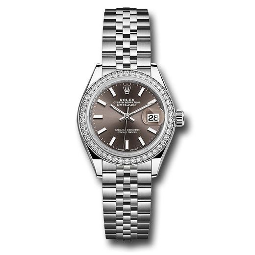 Đồng hồ Rolex Steel & White Gold Rolesor Lady-Datejust 44 Diamond Bezel Dark Grey Index Dial Jubilee Bracelet 279384RBR dgij 28mm