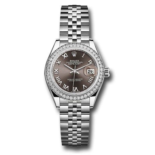 Đồng hồ Rolex Steel & White Gold Rolesor Lady-Datejust 44 Diamond Bezel Dark Grey Roman Dial Jubilee Bracelet 279384RBR dgrj 28mm