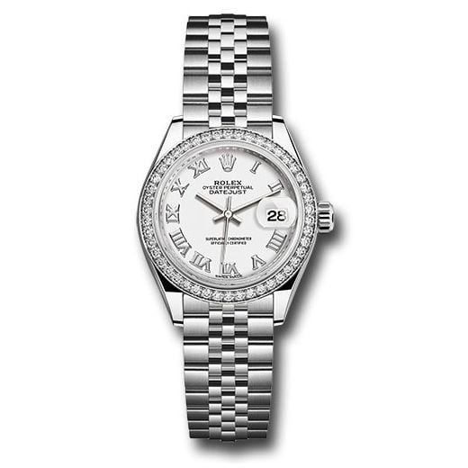 Đồng hồ Rolex Steel & White Gold Rolesor Lady-Datejust 44 Diamond Bezel White Roman Dial Jubilee Bracelet 279384RBR wrj 28mm