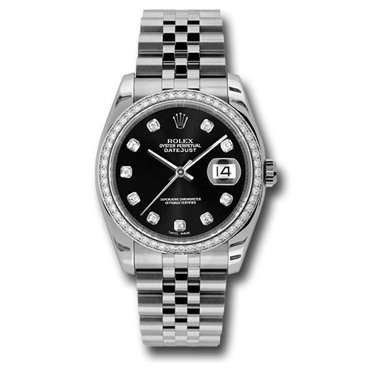 Đồng hồ Rolex Steel & White Gold Datejust 52 Diamond Bezel Black Diamond Dial Jubilee Bracelet 116244 bkdj 36mm