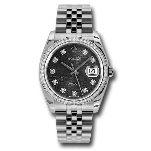 Đồng hồ Rolex Steel & White Gold Datejust 52 Diamond Bezel Black Jubilee Diamond Dial Jubilee Bracelet 116244 bkjdj 36mm