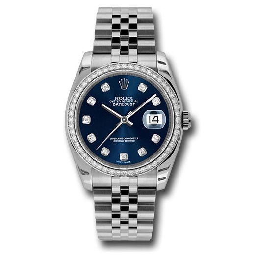Đồng hồ Rolex Steel & White Gold Datejust 52 Diamond Bezel Blue Diamond Dial Jubilee Bracelet 116244 bldj 36mm