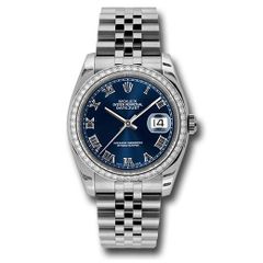 Đồng hồ Rolex Steel & White Gold Datejust 52 Diamond Bezel Blue Roman Dial Jubilee Bracelet 116244 blrj 36mm